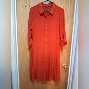 Mlle Gabrielle Vibrant Orange Shirt Dress Size XL